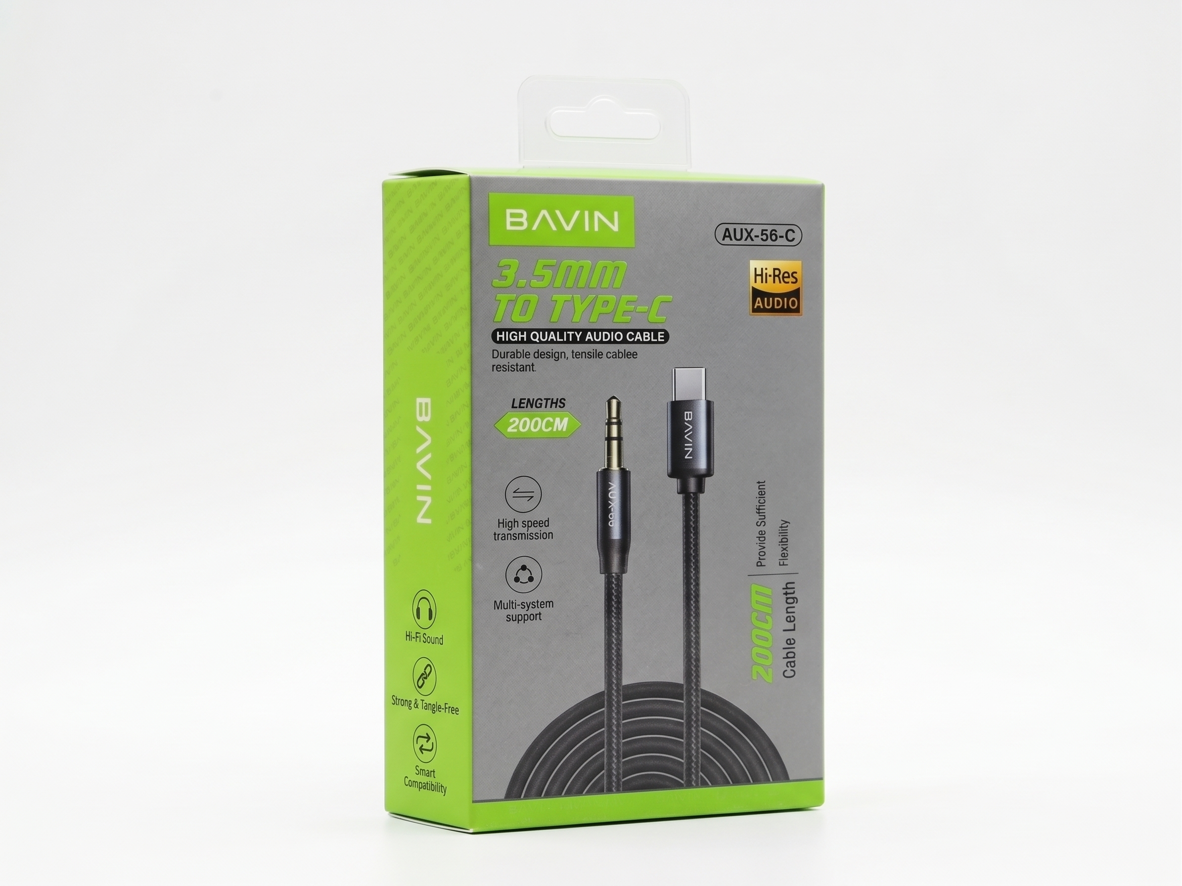 BAVIN AUX-56-C 3.5mm to Type-C Hi-Res Audio Cable 2M